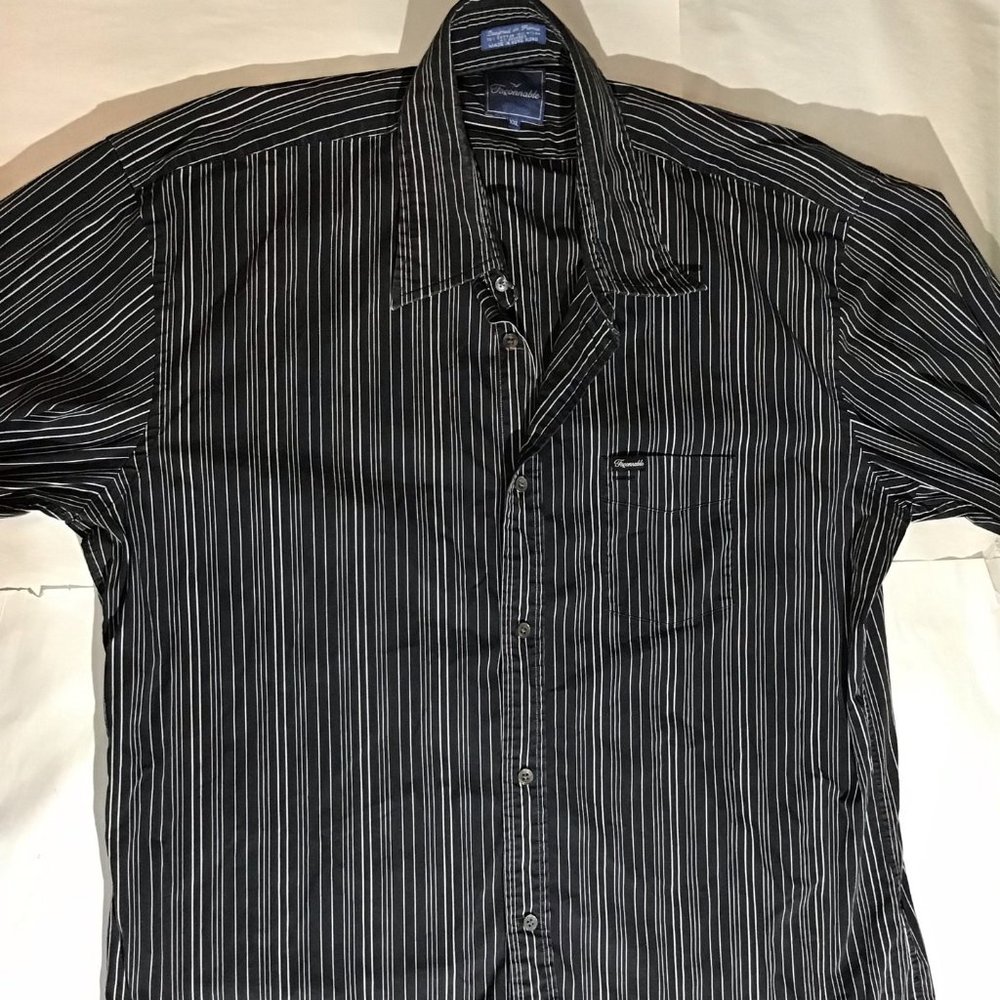 Faconnable Black and white Pin Stripe button up long sleeve shirt XXL
